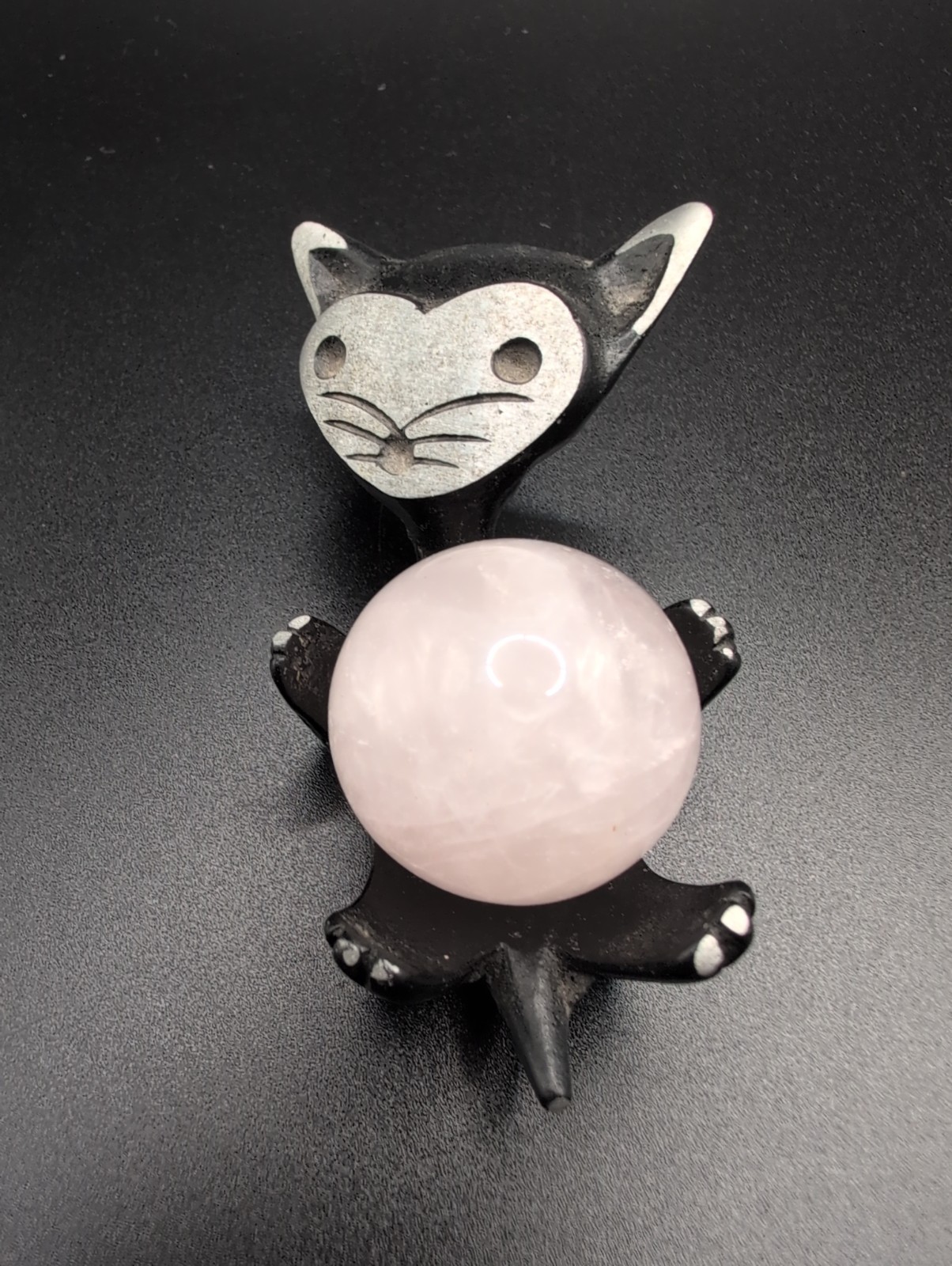 Vtg.Walter Bosse Germany Metal Black Cat Figure Holder K2With Glass Marble 