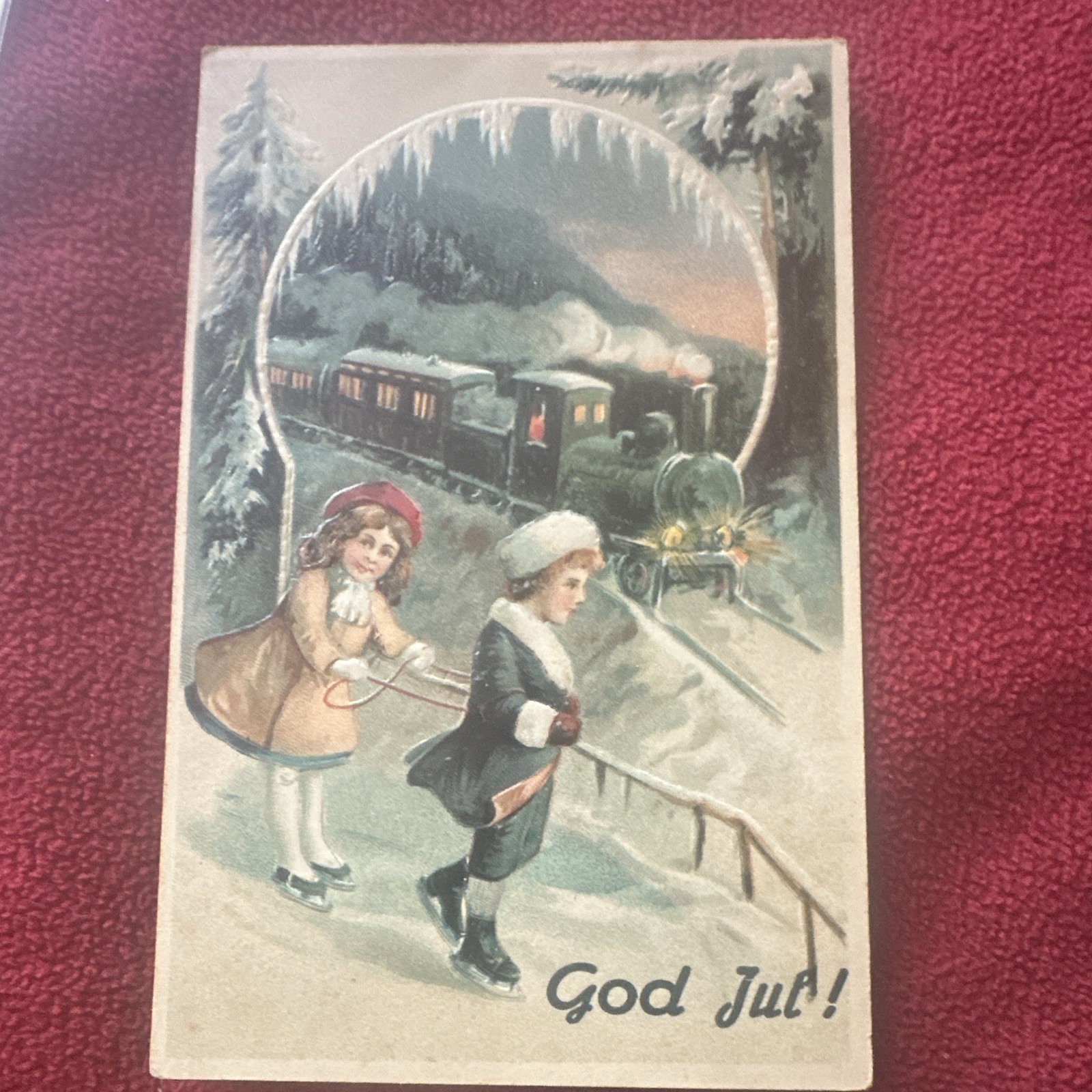 Antique VTG Embossed Postcard Steam Train Engine Early 1900’s Used Antique VTG Embossed Postcard Steam Train Engine Early 1900’s Used