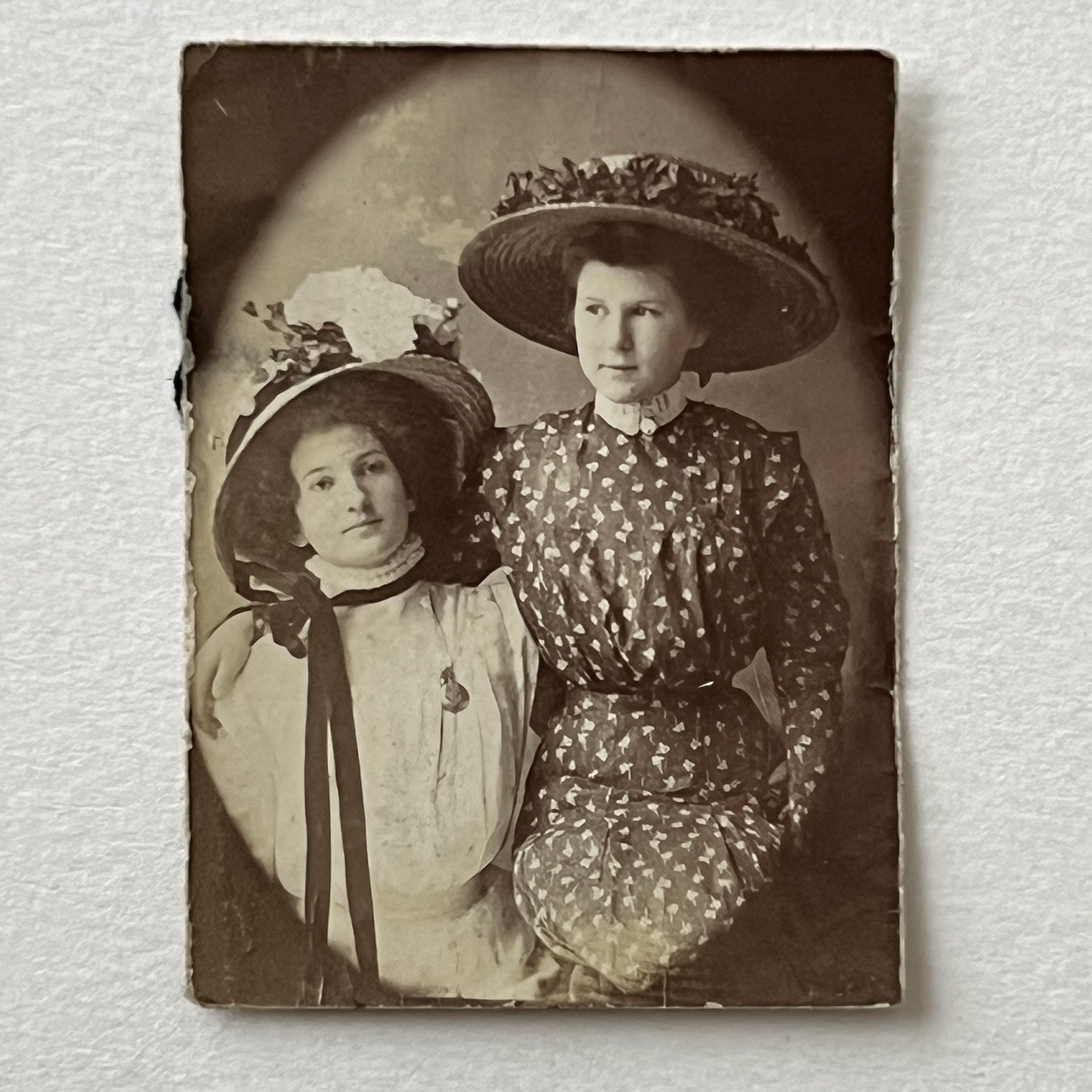 Antique/Vintage Photo Booth Photograph Beautiful Young Women Affectionate Hat