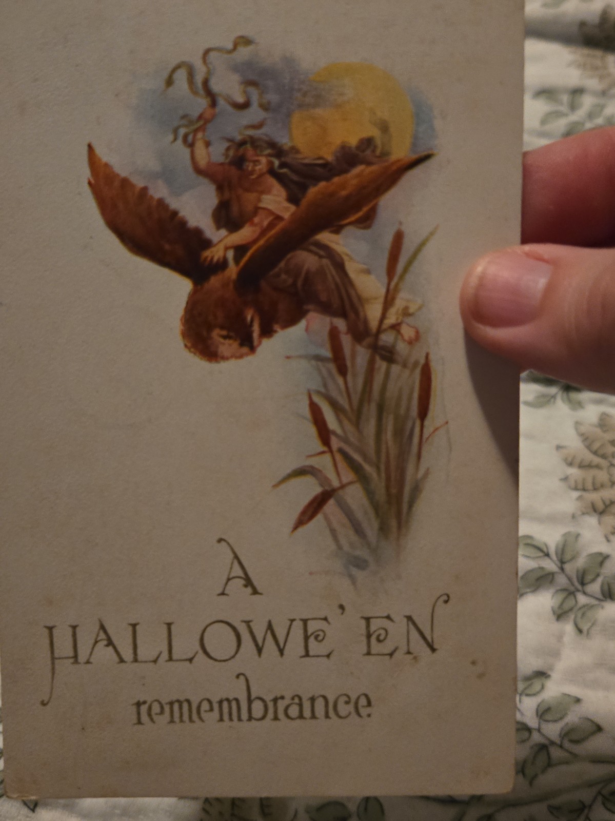 Gibson Halloween Postcard Witch /demon Riding Owl Slinging Snake  1912 Postmark.