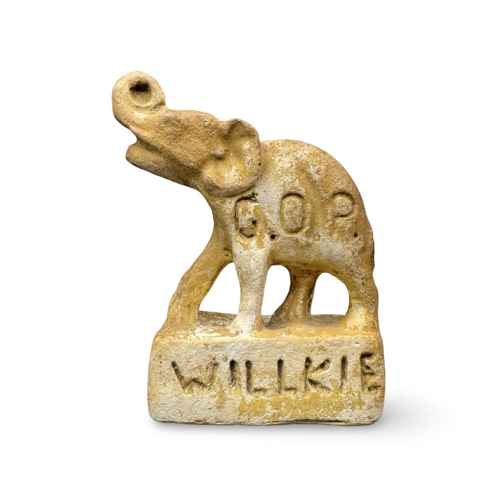Vintage Antique 40s Political GOP Republican Willkie Plaster Chalkware Elephant
