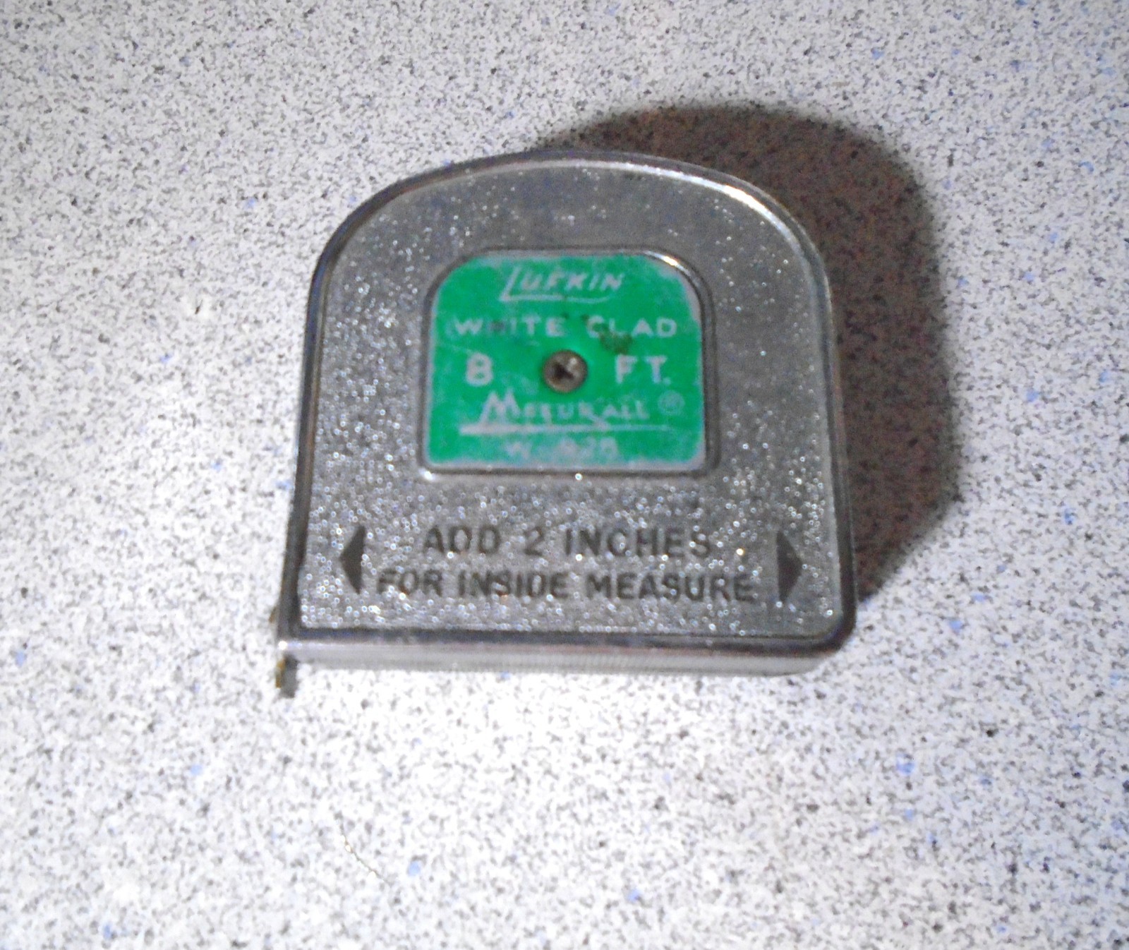 Vintage Lufkin White Clad W-928 8 ft. Mezurall Tape Measure Green Front USA