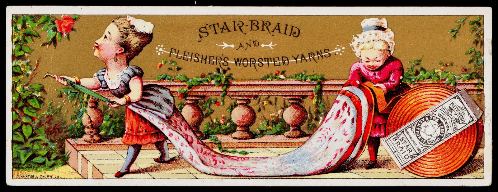 C1880s Fleisher's Worsted Yarns Star Braid Philadelphia PA Victorian Trade Card