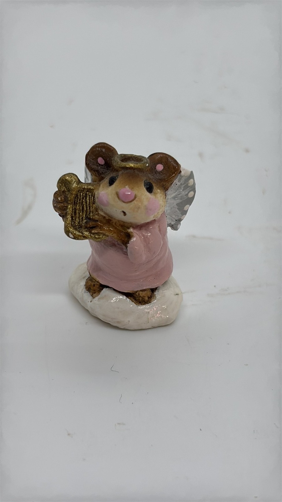 Vintage 1981 Annette Petersen Mouse Tales Angel Mouse Figurine with Harp
