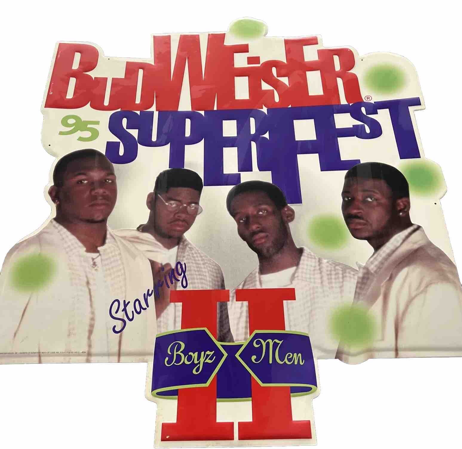 Vintage Boys 2 Men 1995 Budweiser Superfest Concert Tin Beer Sign Rare Music Col