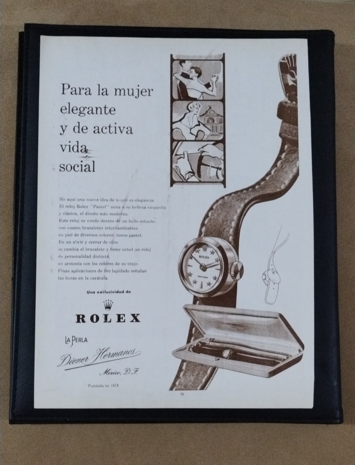 Vintage 1954 Rolex Pastel Ladies Watch Ad - Interchangeable Pastel Straps La Per