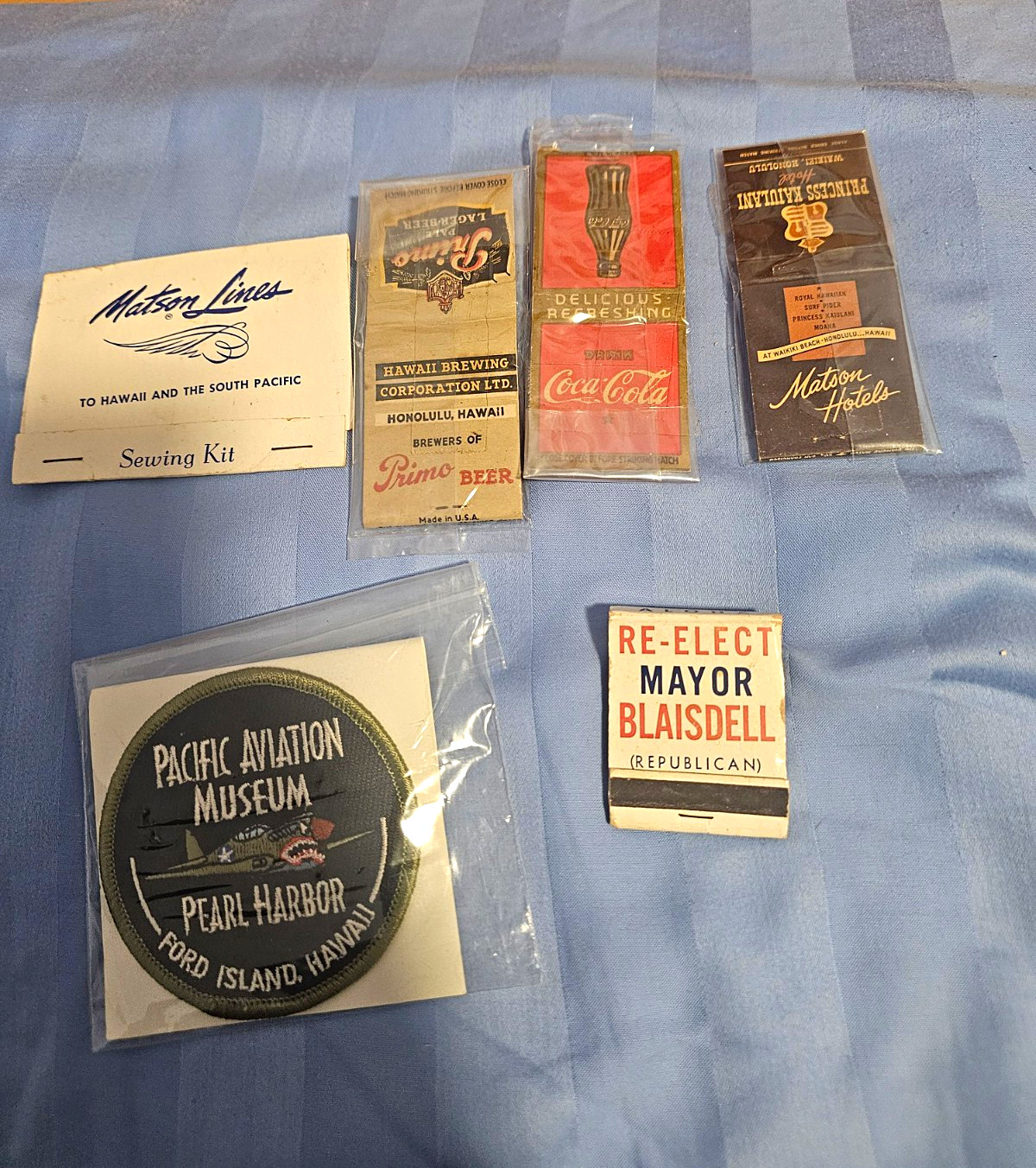 Vintage 1930s to 1950s Unstruck Collectible Matchbooks,Matson Kit & Patch Lot