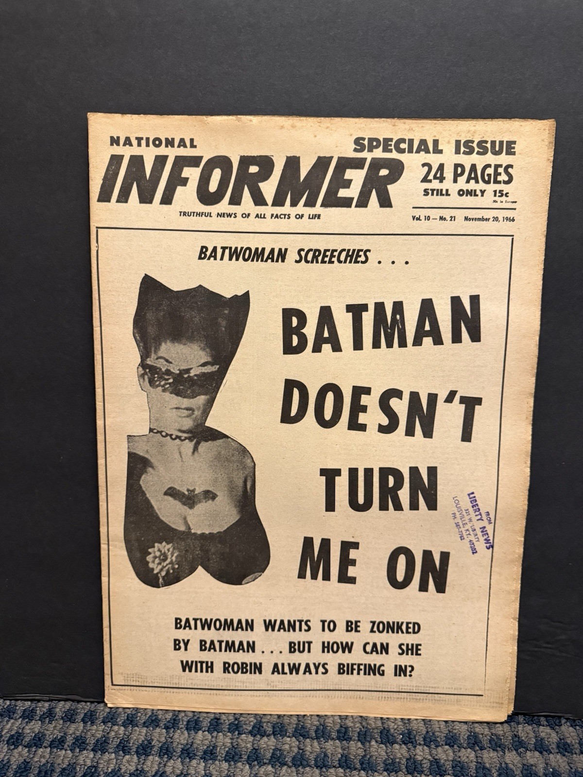 1966 Nov 20th National Informer Newspaper, Bat Woman Screeches… Batman (VRN10F)
