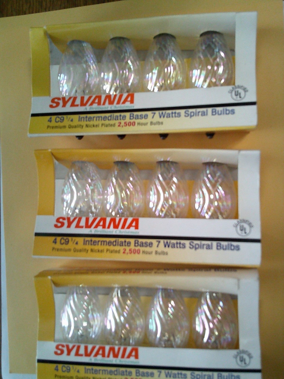 Vintage Sylvania C9 1/4 7 Watts CHRISTMAS IRIDESCENT SPIRAL LIGHT BULBS Lot Vintage Sylvania C9 1/4 7 Watts CHRISTMAS IRIDESCENT SPIRAL LIGHT BULBS Lot