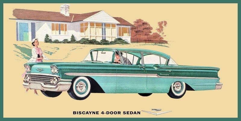 1958 Chevrolet Biscayne 4 Door Sedan NEW Metal Sign 18x36
