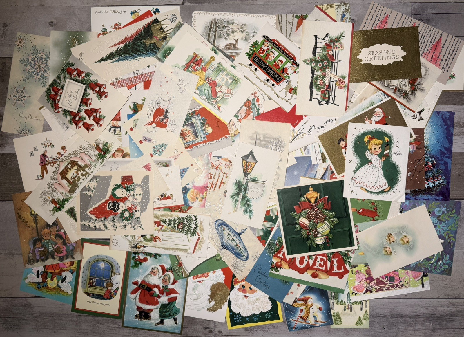 100 Vintage 40’s 50’s 60’s 70’s Ephemera Christmas Card Lot Junk Journal Craft 