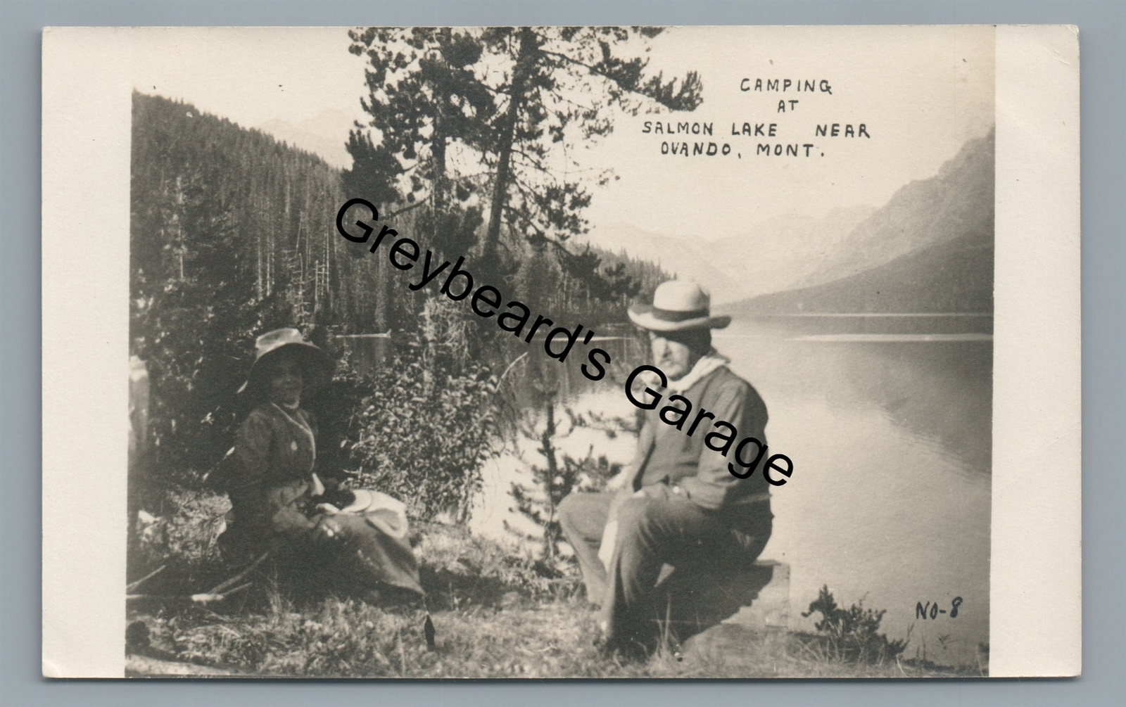 RPPC Camping at Salmon Lake near OVANDO MT Montana Vintage Real Photo Postcard