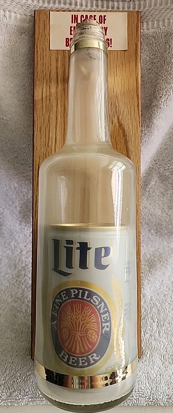 Vintage Miller Lite Beer In Case of Emergency Break Glass Novelty Wall Plaque