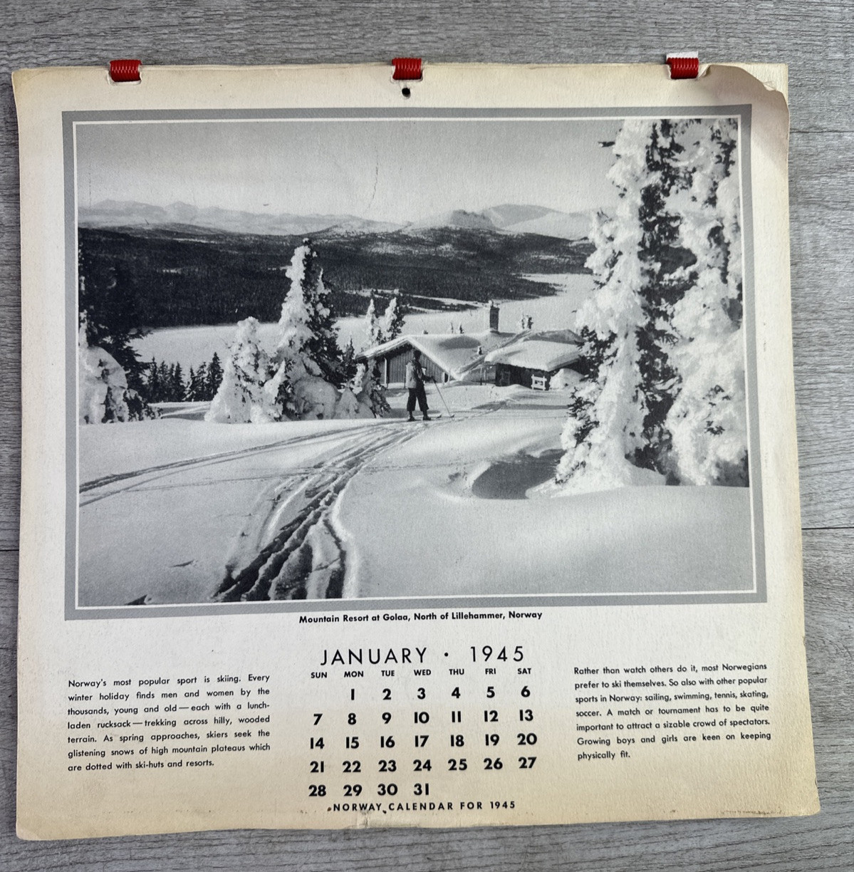 Vintage 1945 Norway Calendar Normaden I. H. Ulsaker Publisher Fargo ND Vintage 1945 Norway Calendar Normaden I. H. Ulsaker Publisher Fargo ND