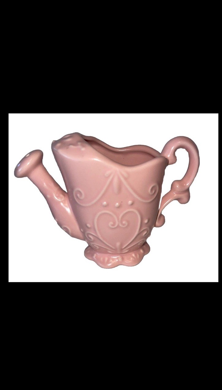 Vintage Small Ceramic Watering Can Pink 5” Special Place Vintage Small Ceramic Watering Can Pink 5” Special Place