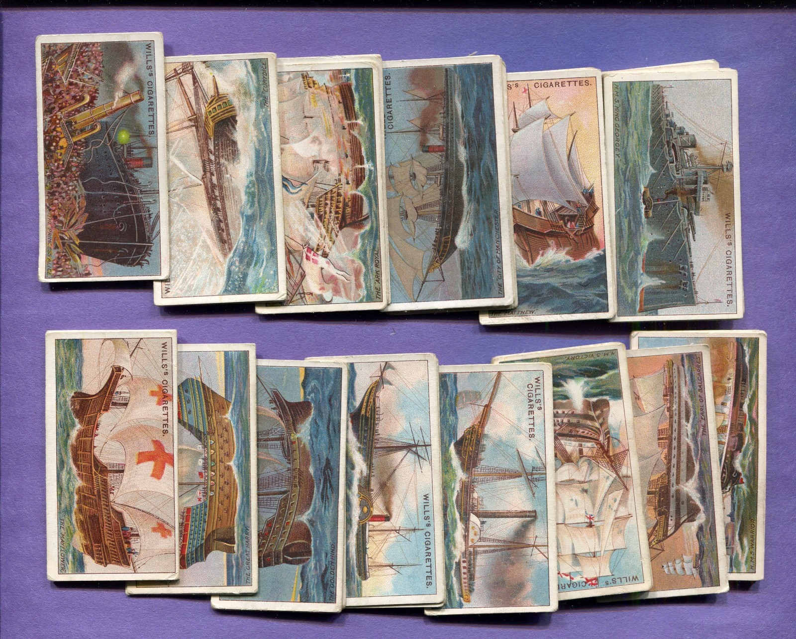 1911 W.D. & H.O. WILLS CELEBRATED SHIPS 50 DIFFERENT TOBACCO CARD SET