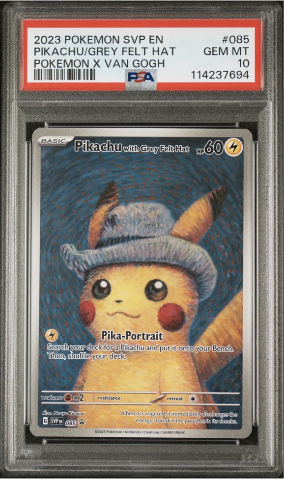 2023 Pokemon x Van Gogh Pikachu with Grey Felt Hat #085 Promo PSA 10 GEM MINT