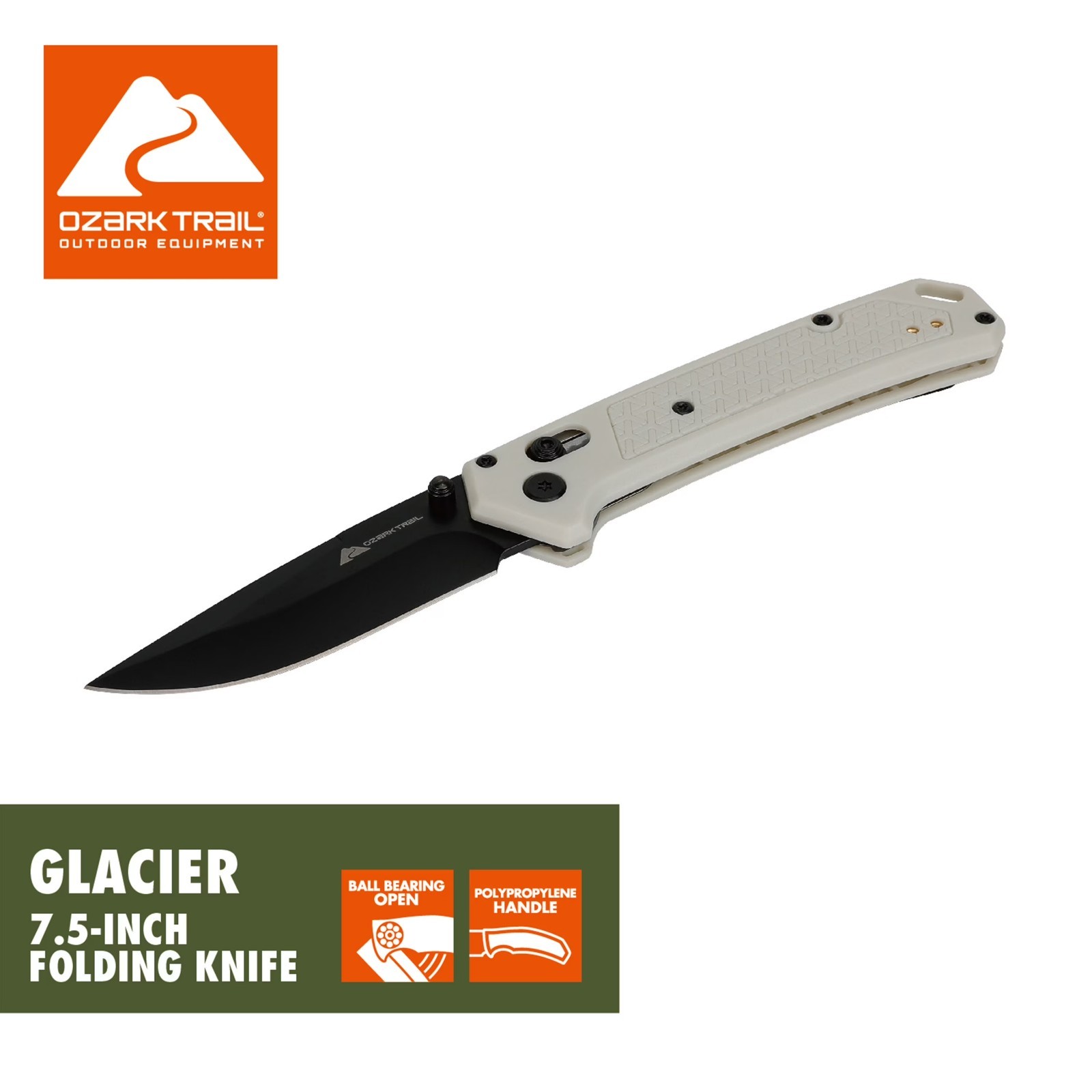 Ozark Trail Glacier 7.5 Inch Folding Knife White w/ Shaft Lock Ozark Trail Glacier 7.5 Inch Folding Knife White w/ Shaft Lock