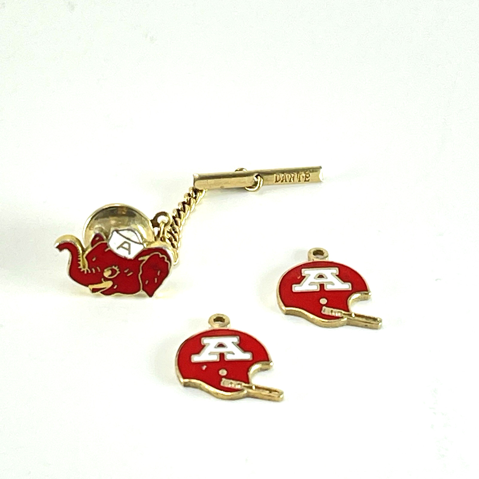 Vintage Rare Enamel Big AL University of Alabama Tie Tack & 2 Charms / Pendants
