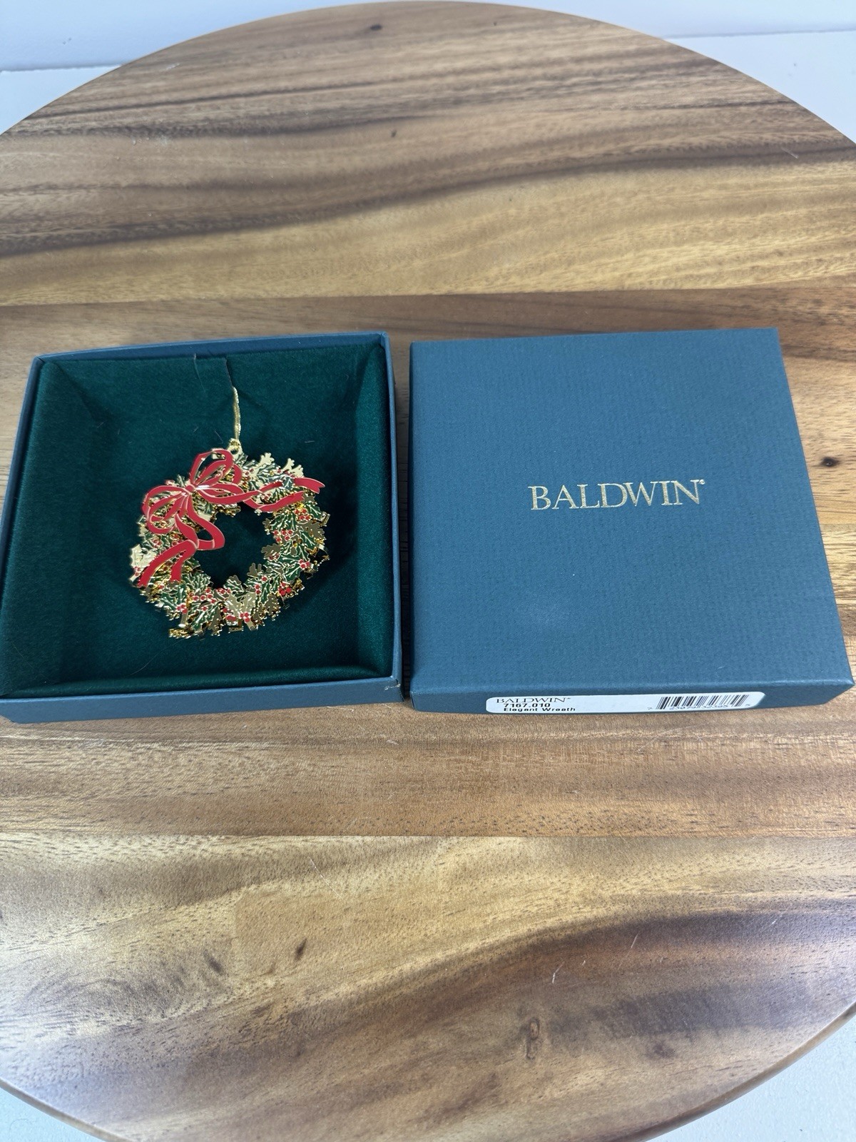 Vintage Baldwin Brass Elegant Wreath w/24kt Gold Finish Ornament 1998 NIB