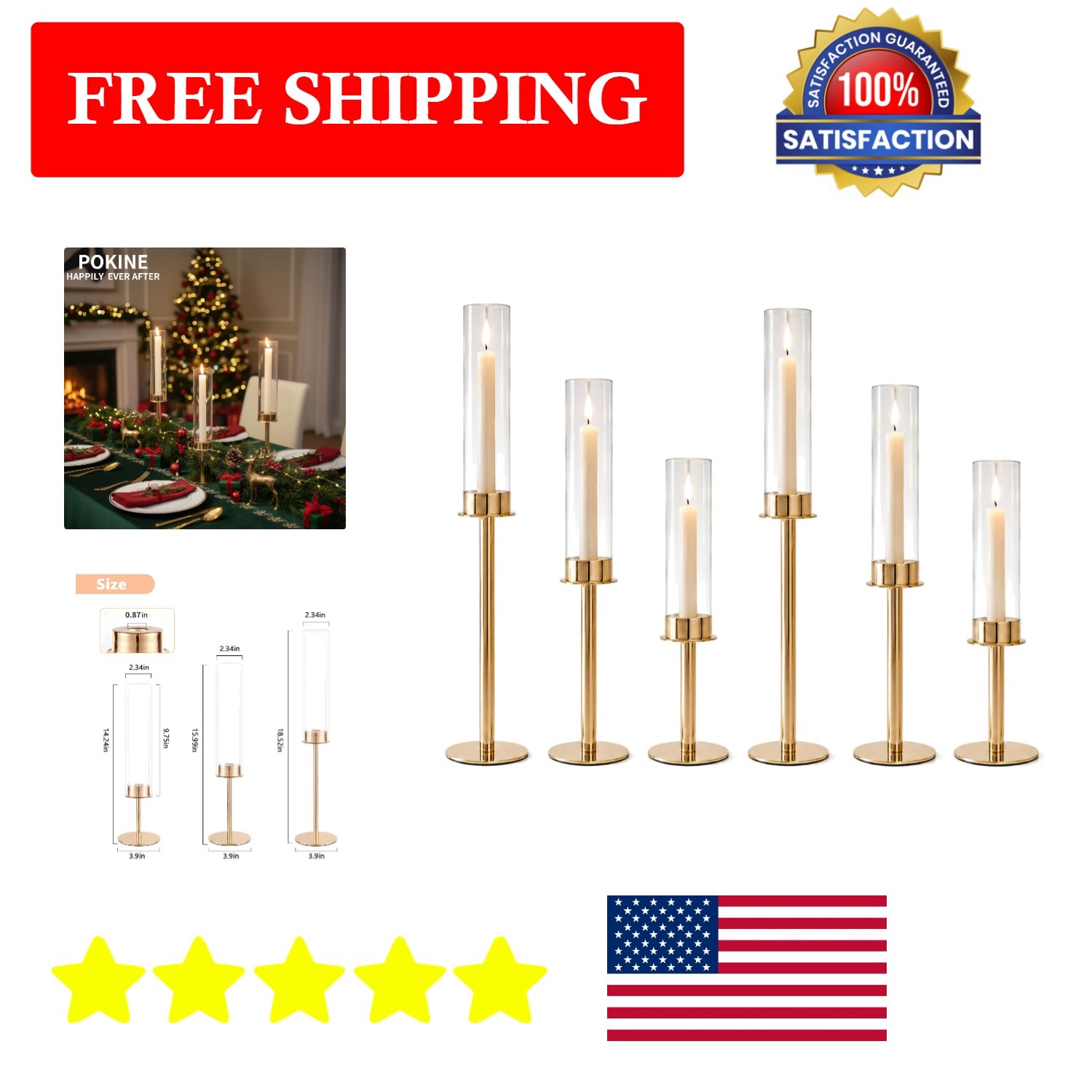 Versatile Gold Candle Holder Set of 6 for Romantic Dinner & Festive Decor