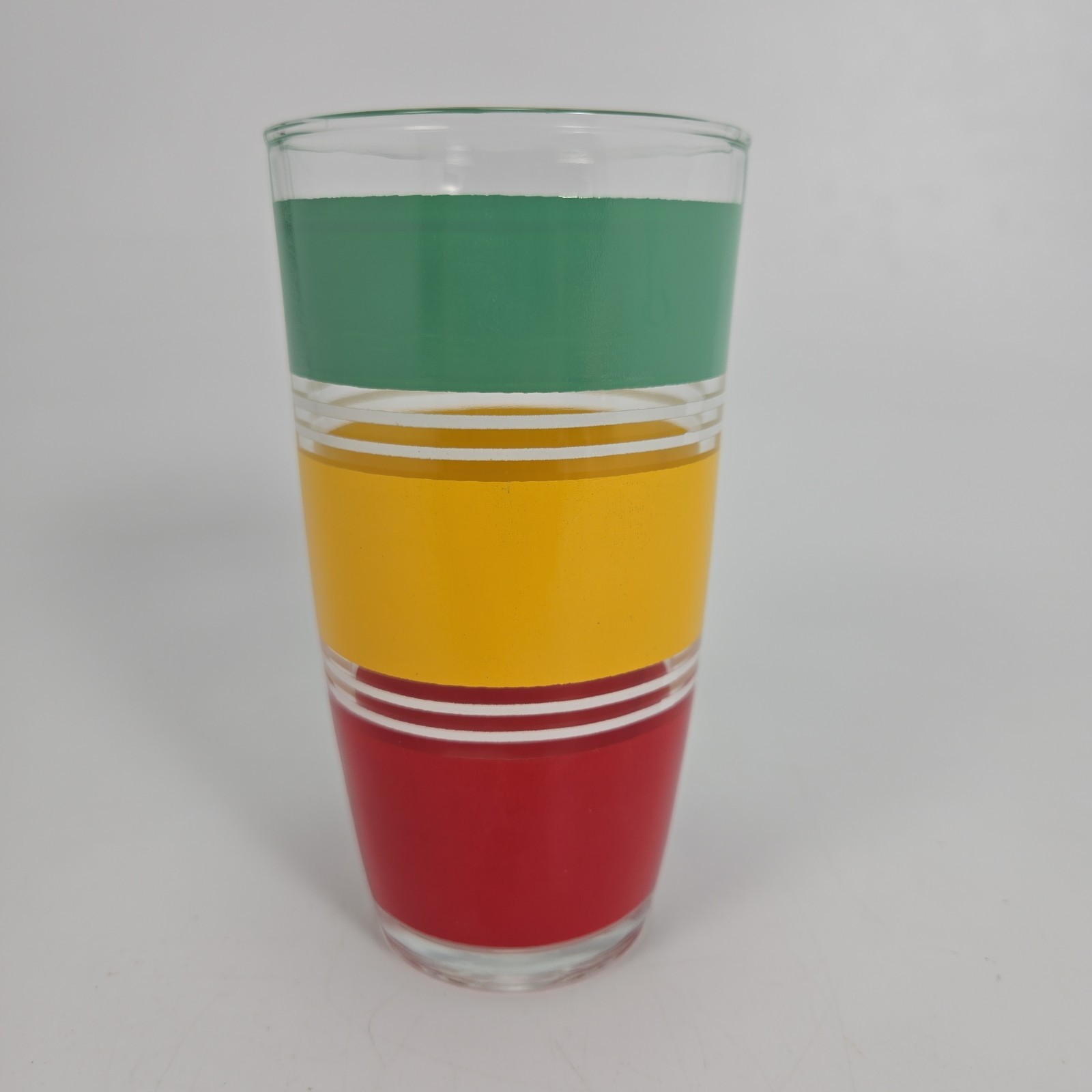 MCM Hazel Atlas Striped Clear Tumblers Drinking Glasses 5 5/8