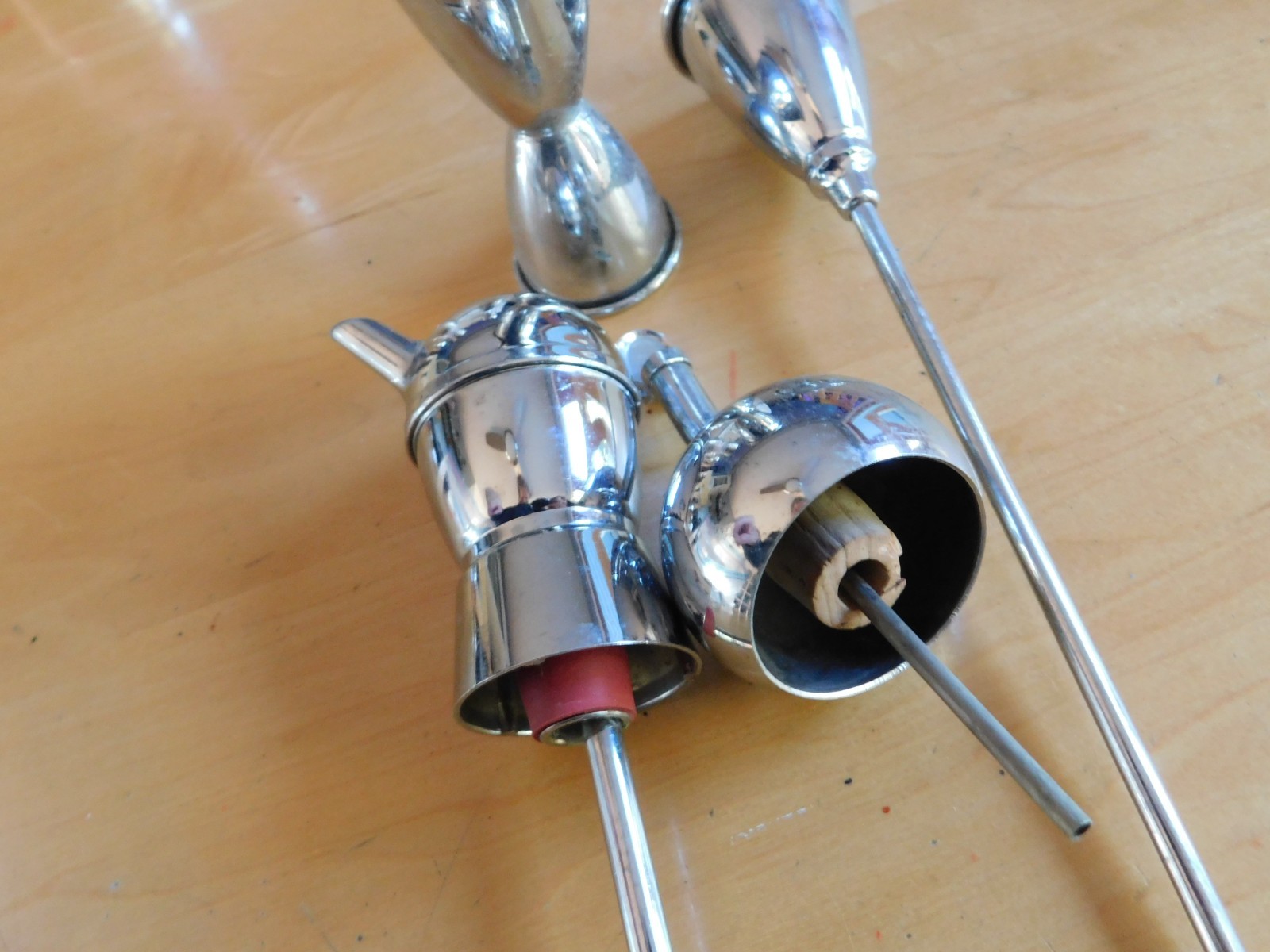 Vintage Lot of MCM Barware - Jigger Pourer Stopper Spoon Shot Chrome Vintage Lot of MCM Barware - Jigger Pourer Stopper Spoon Shot Chrome
