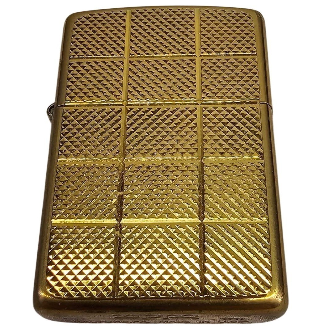 Rare Vintage Zippo Lighter Gold Tone Diamond Pattern June 1996 F XII Made in USA