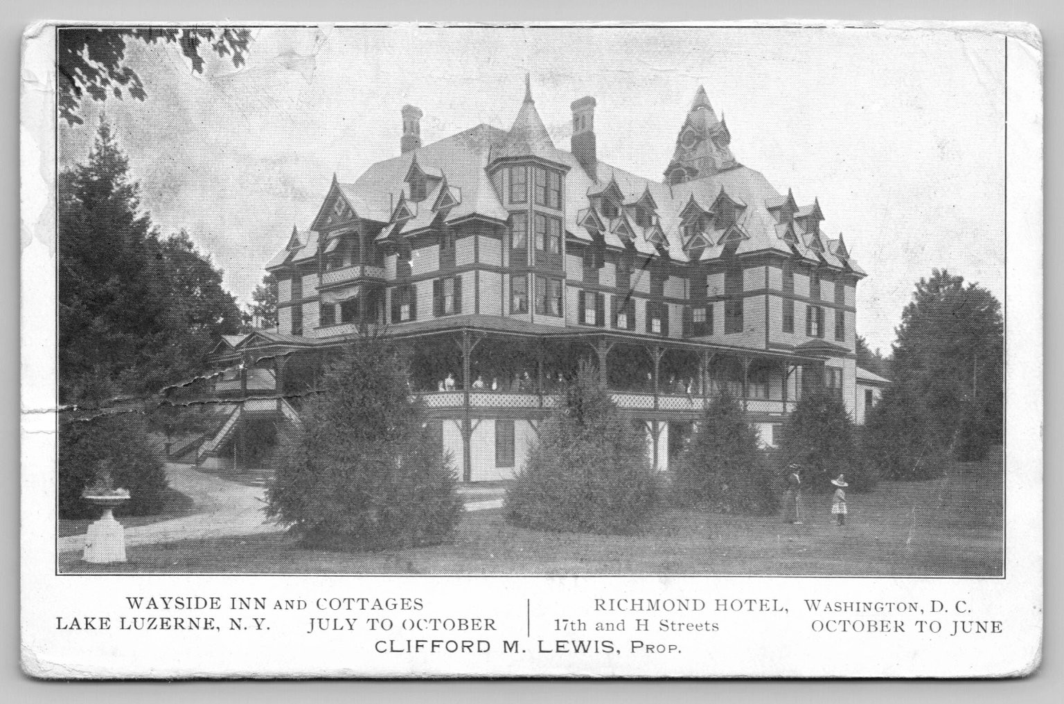 Vintage Wayside Inn Lake Luzerne NY Postcard by Clifford M. Lewis