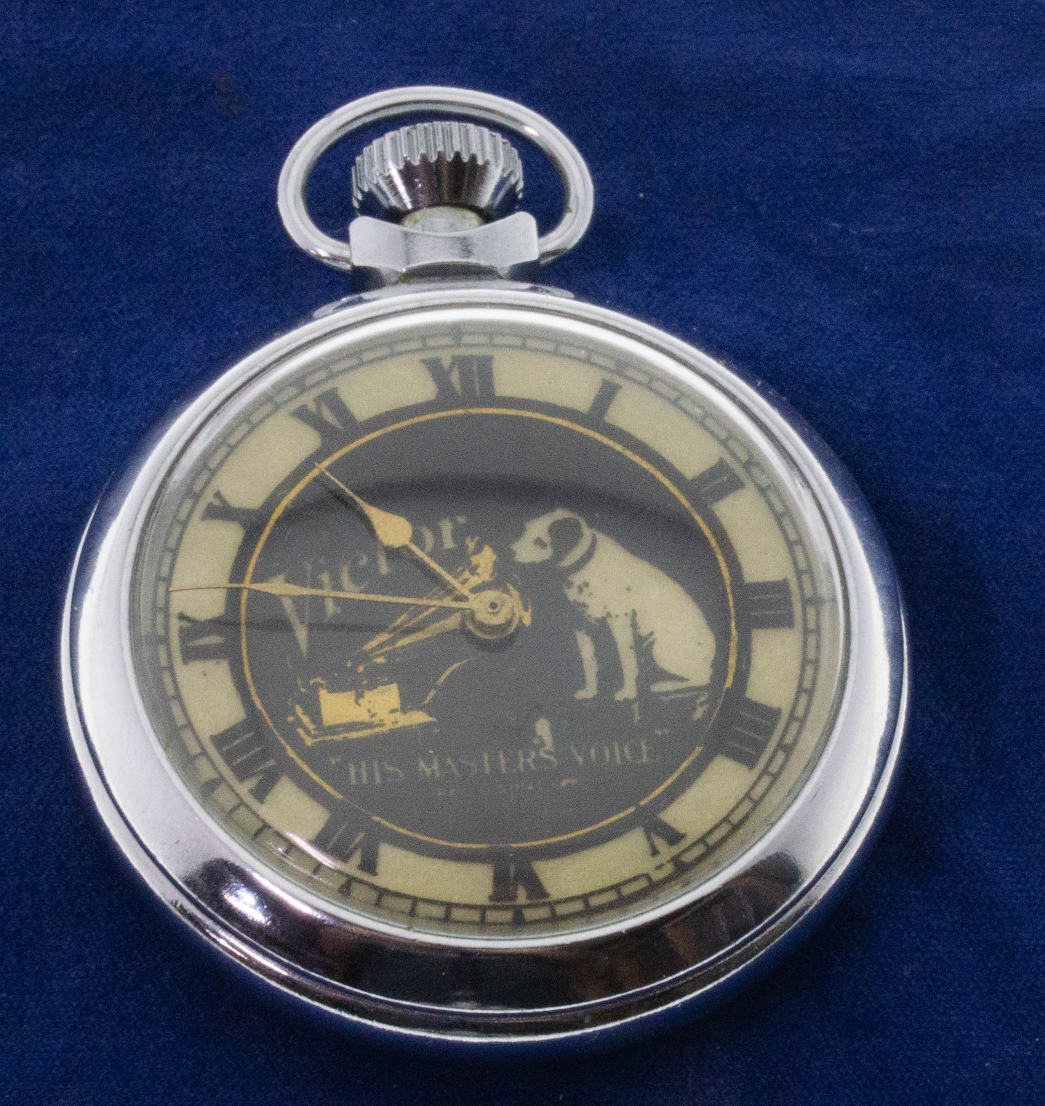 VERYRARE Vintage Pocket Watch RCA His Master\'s Voice NIPPER Tested Works Great