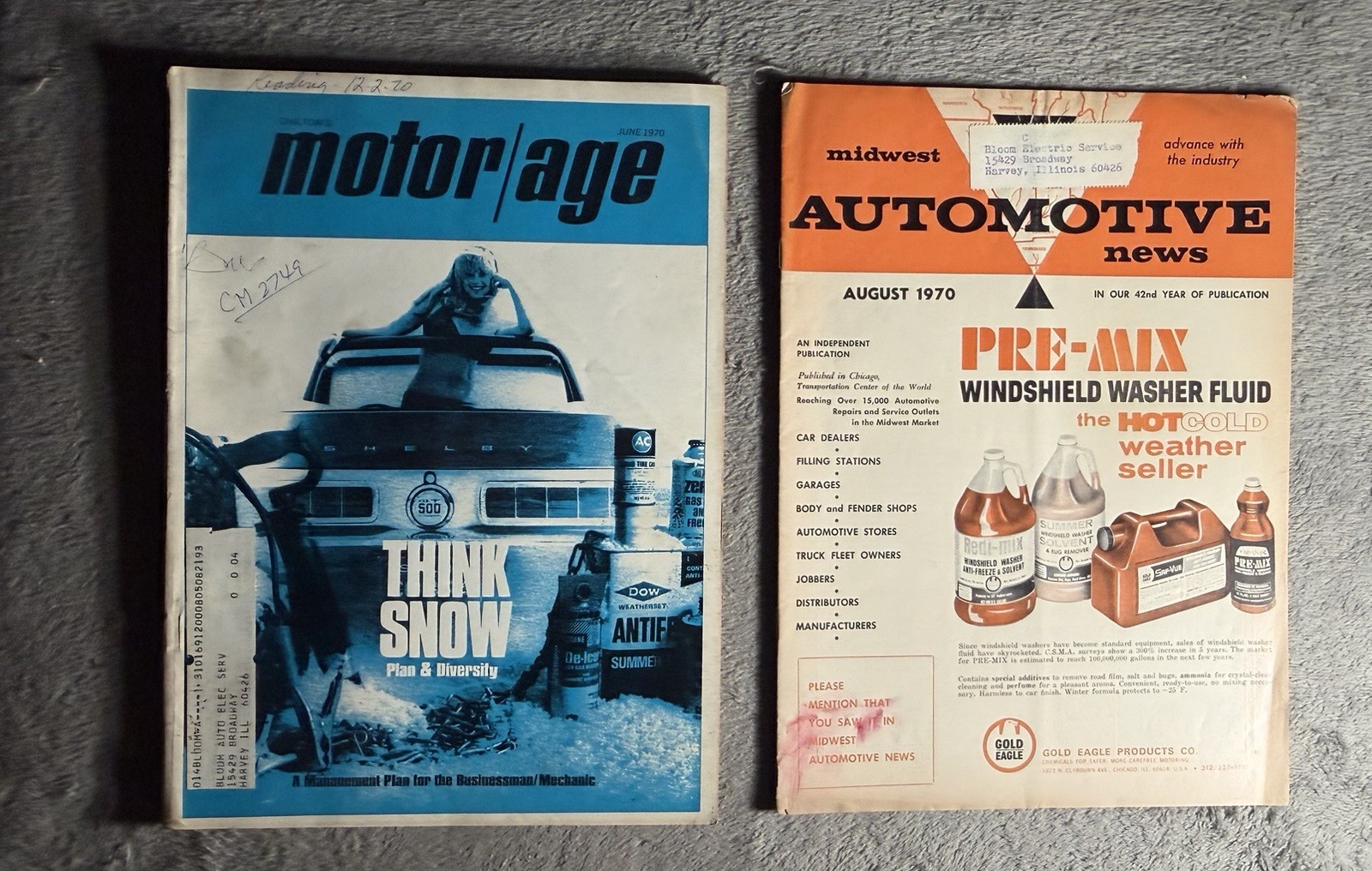 Vintage Automotive Trade Magazine Lot Motor Age Midwest Automotive News 1970