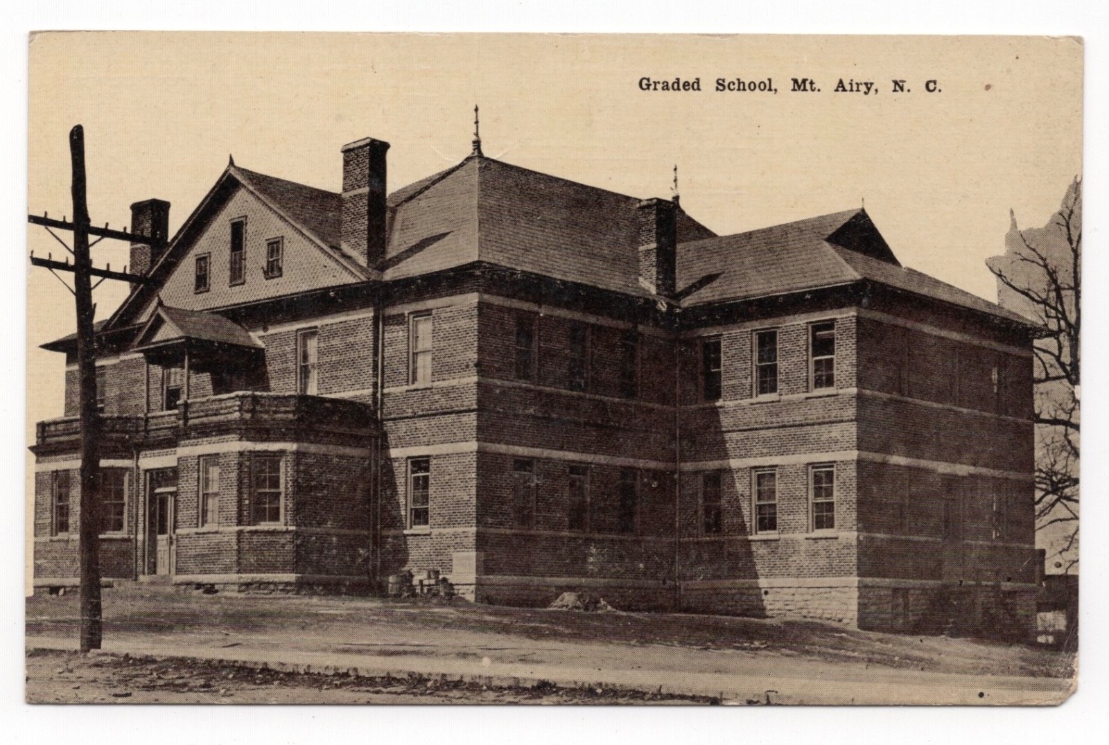Graded School, c1904, Mt Airy NC Vintage Postcard Andy Griffith Playhouse
