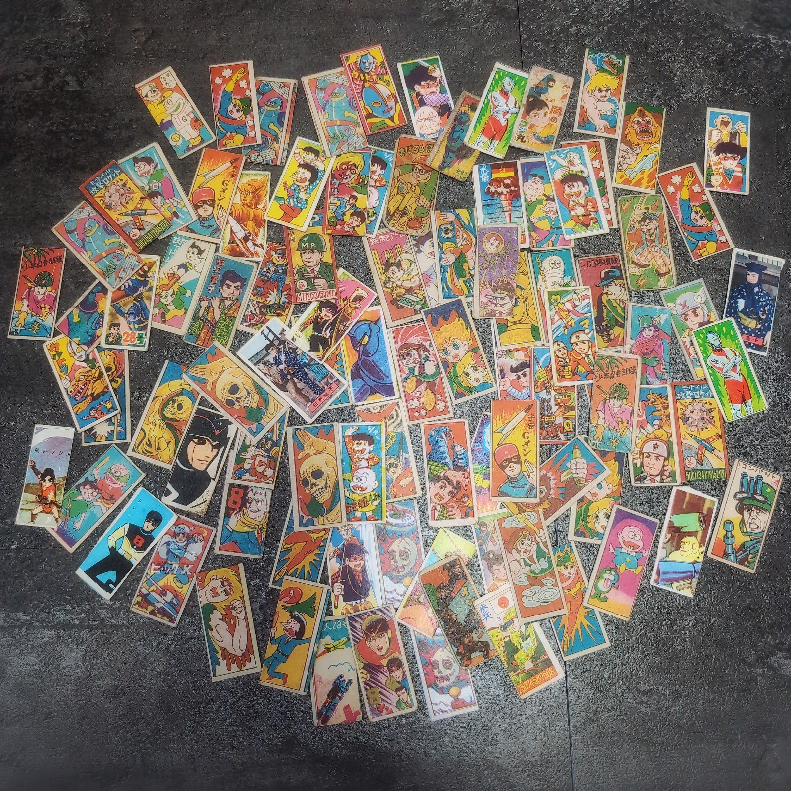 100pc Vintage Japanese Menko Card Set 1960s Astro Boy Iron Man 28 Ultraman Rare