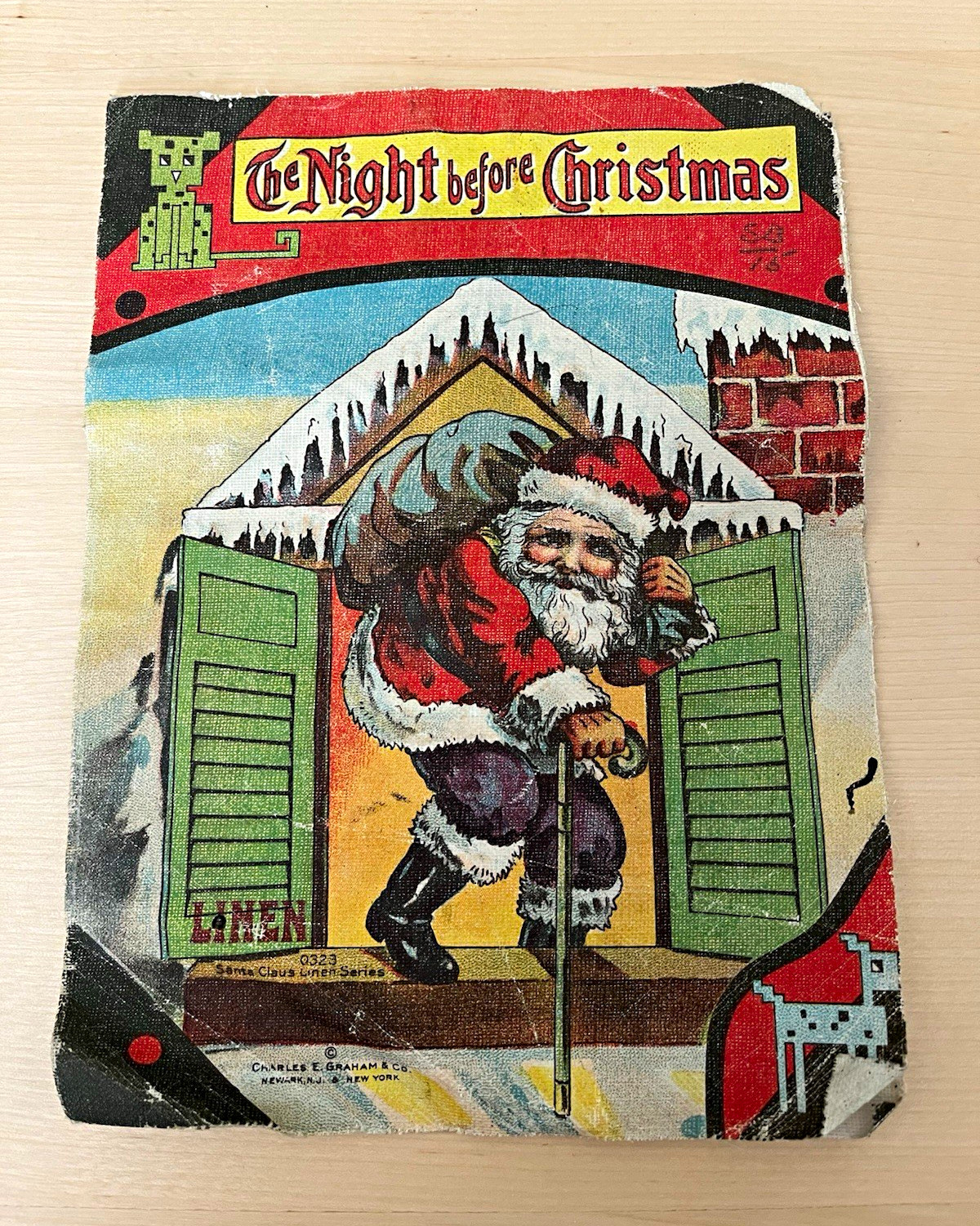 Charles E. Graham & Co. The Night Before Christmas Linen Book, Santa, Early 1900 Charles E. Graham & Co. The Night Before Christmas Linen Book, Santa, Early 1900