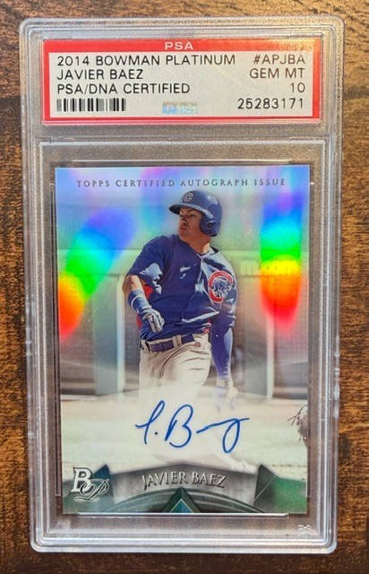 2014 BOWMAN PLATINUM PROSPECT AUTOS #AP-JBA JAVIER BAEZ PSA 10 CUBS METS TIGERS