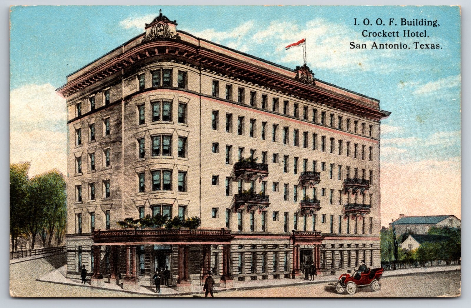 IOOF Building Crockett Hotel San Antonio Texas Odd Fellows Postcard