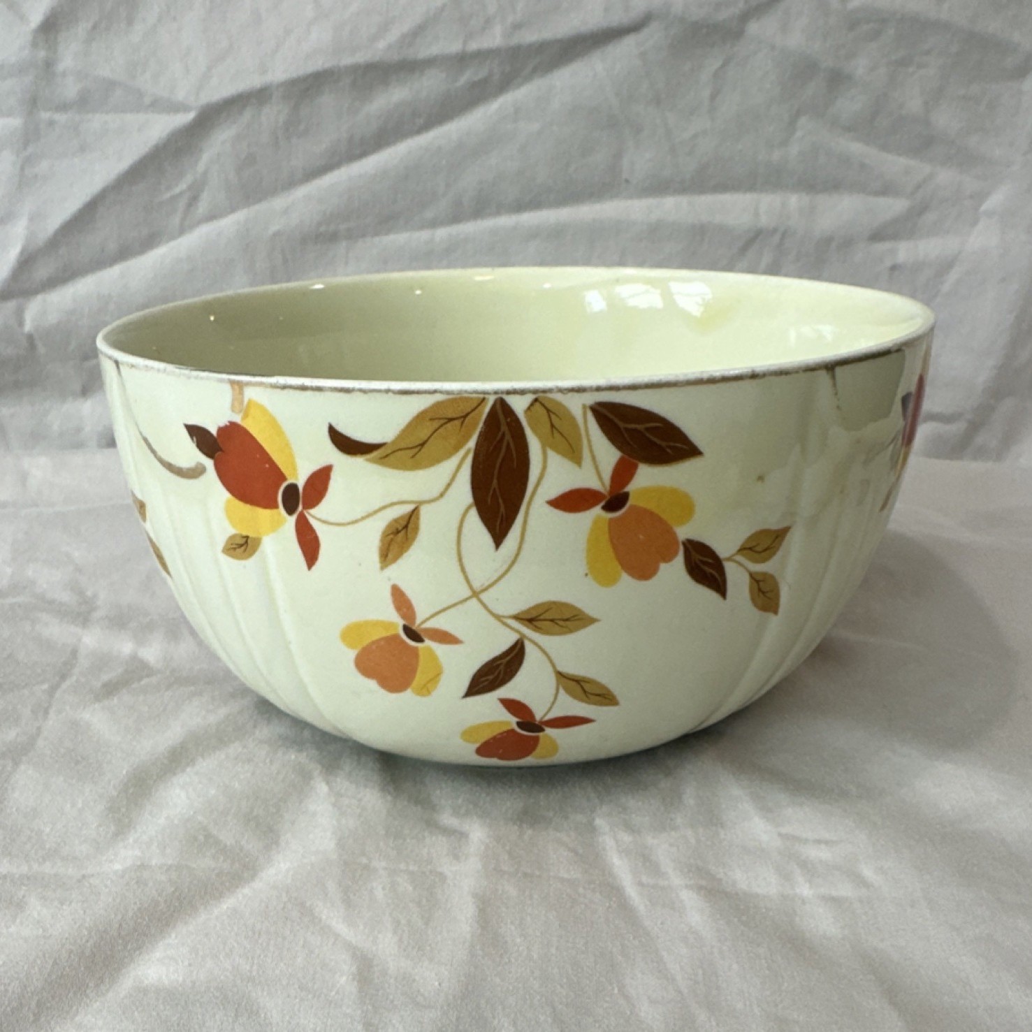 Hall's Superior Autumn Leaf Ceramic Mixing Bowl Floral Pattern Mary Dunbar