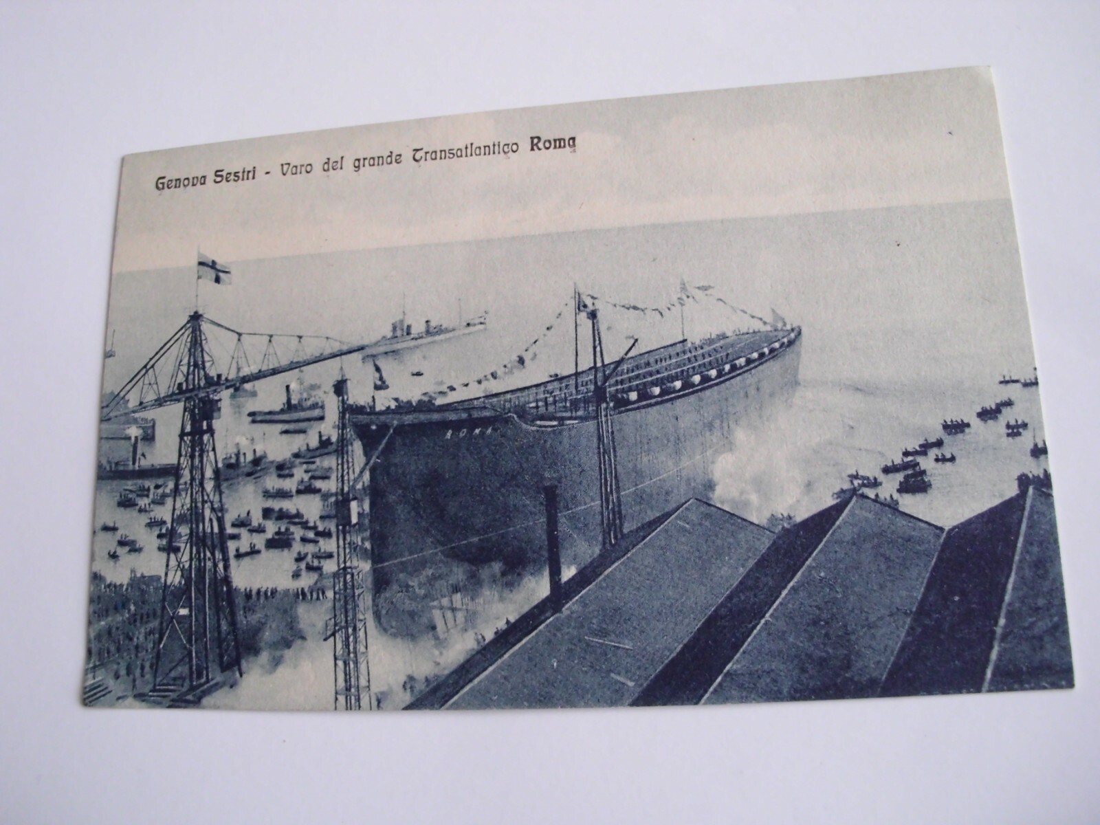 Genoa - Sestri launch of the great transatlantic Rome - shipped in envelope f. p. 1927