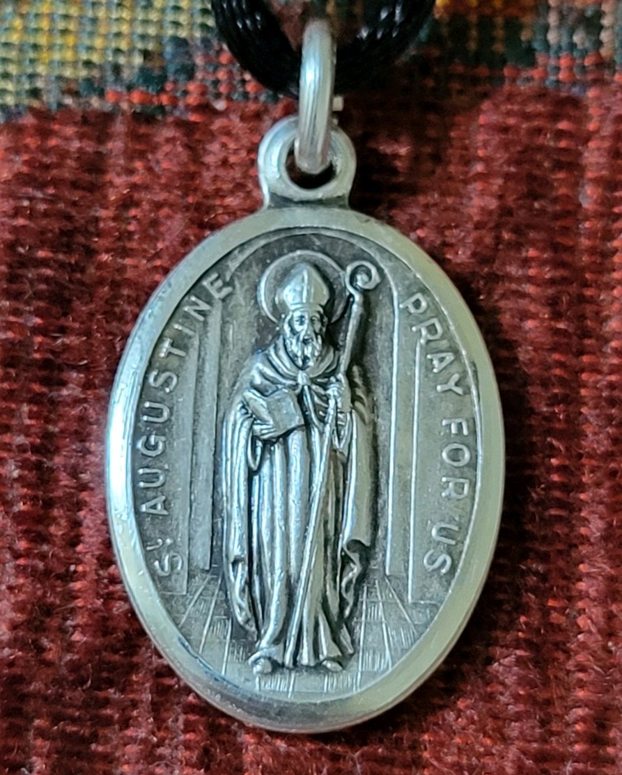St. Augustine Sterling Vintage & New Medal Catholic patron of Brewers& Printers St. Augustine Sterling Vintage & New Medal Catholic patron of Brewers& Printers