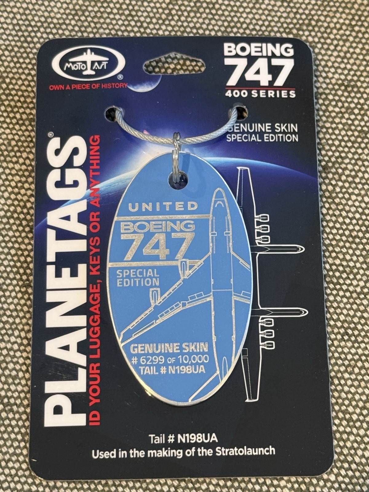 Stratolaunch Plane Tag - United Airlines Boeing 747-400 Tail #N198UA - THICK Stratolaunch Plane Tag - United Airlines Boeing 747-400 Tail #N198UA - THICK