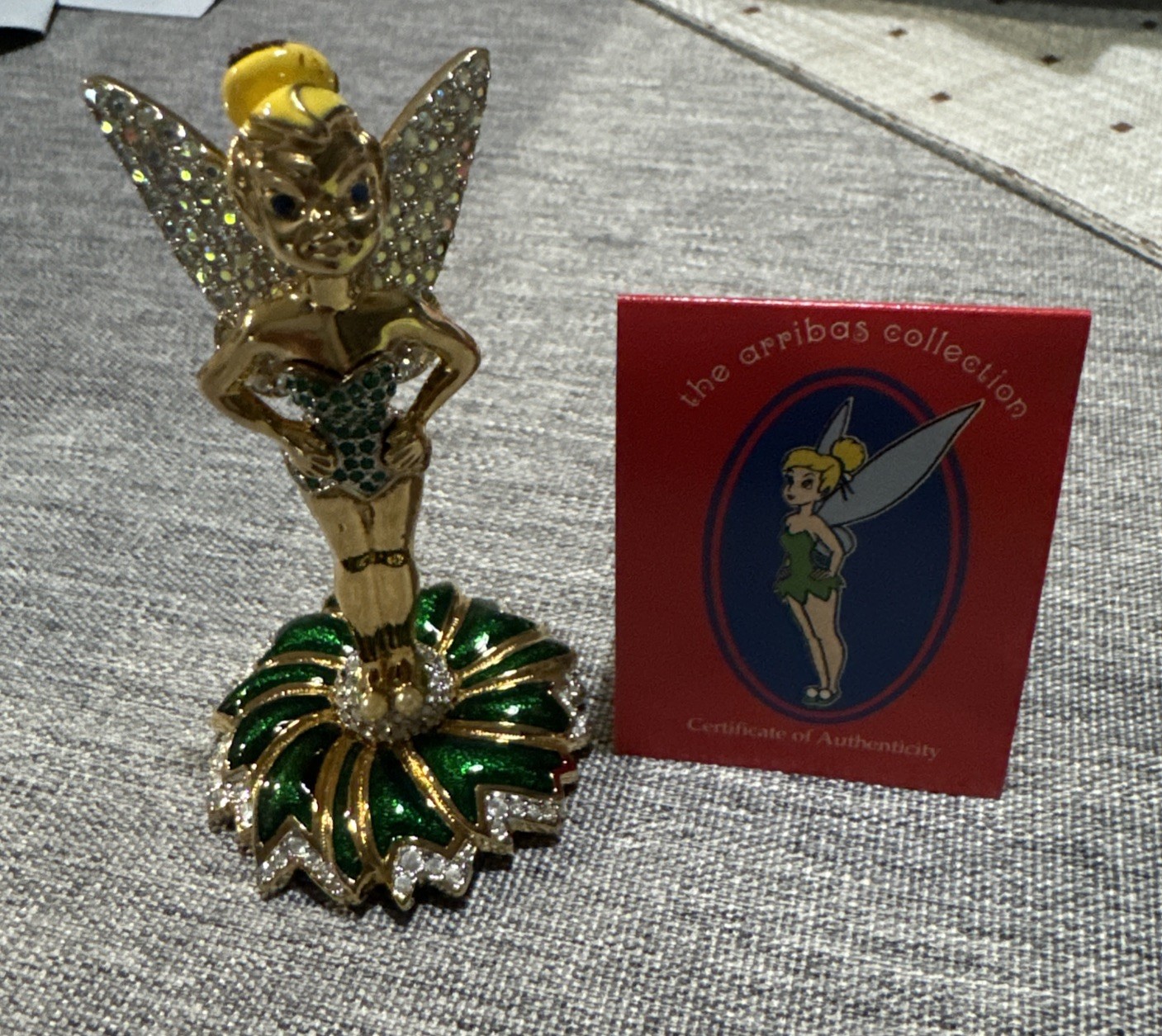 Disney Arribas Brothers Swarovski Jeweled Tinker Bell with Base and Plaque