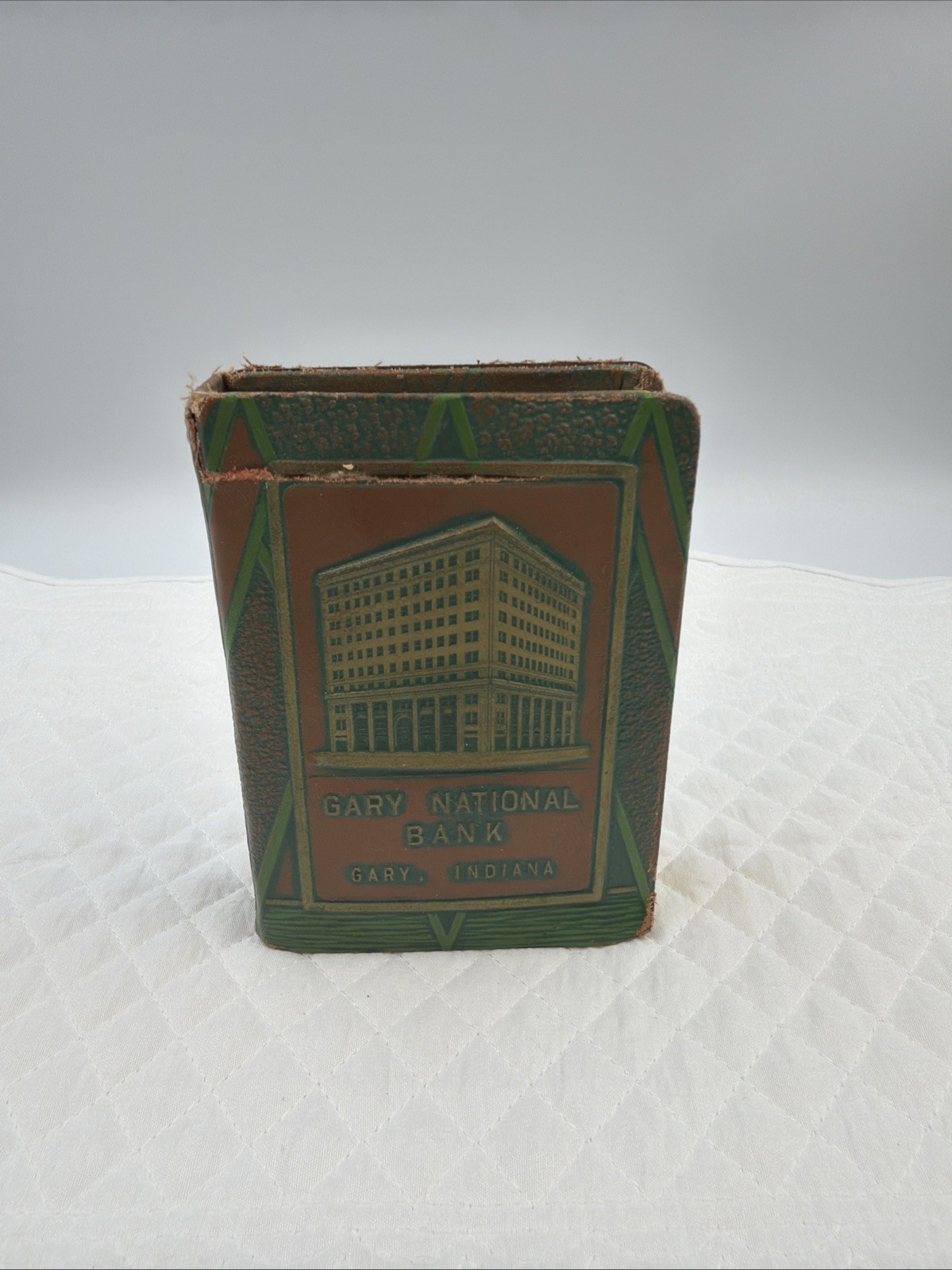 1923 Art Deco Gary National Book Bank Souvenir Safe Gary Indiana Ship & Plane