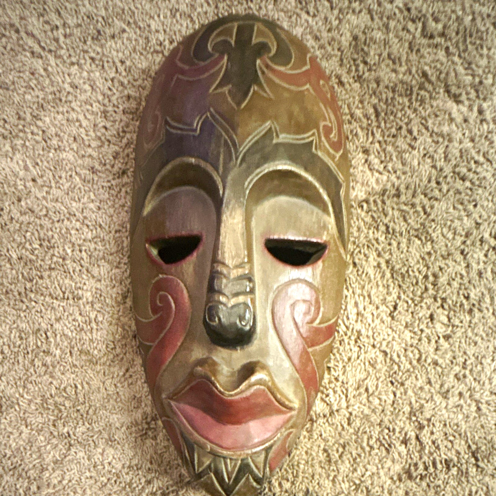 African Handmade Hand Carved Painted Wooden Mask