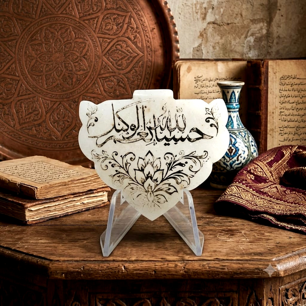 Original Hand Engraved Islamic Calligraphy Jade Sufi Pendant