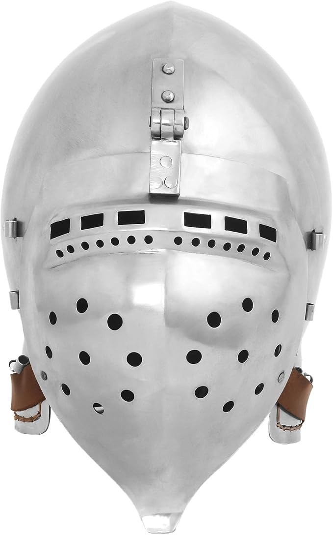 Lord of Battles Medieval Bascinet Helmet Klappvisor 16 Gauge Steel Knight LARP
