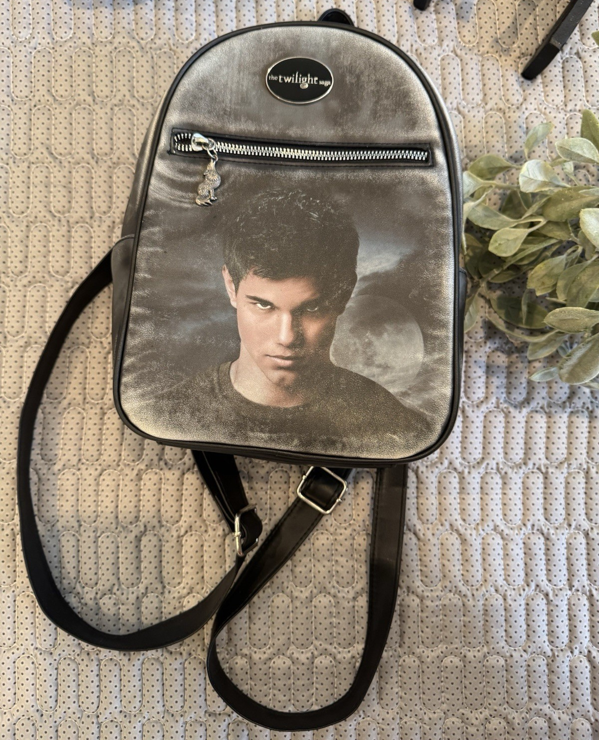 The Twilight Saga Team Jacob Mini Backpack Black/Gray w/ Zipper & Charm