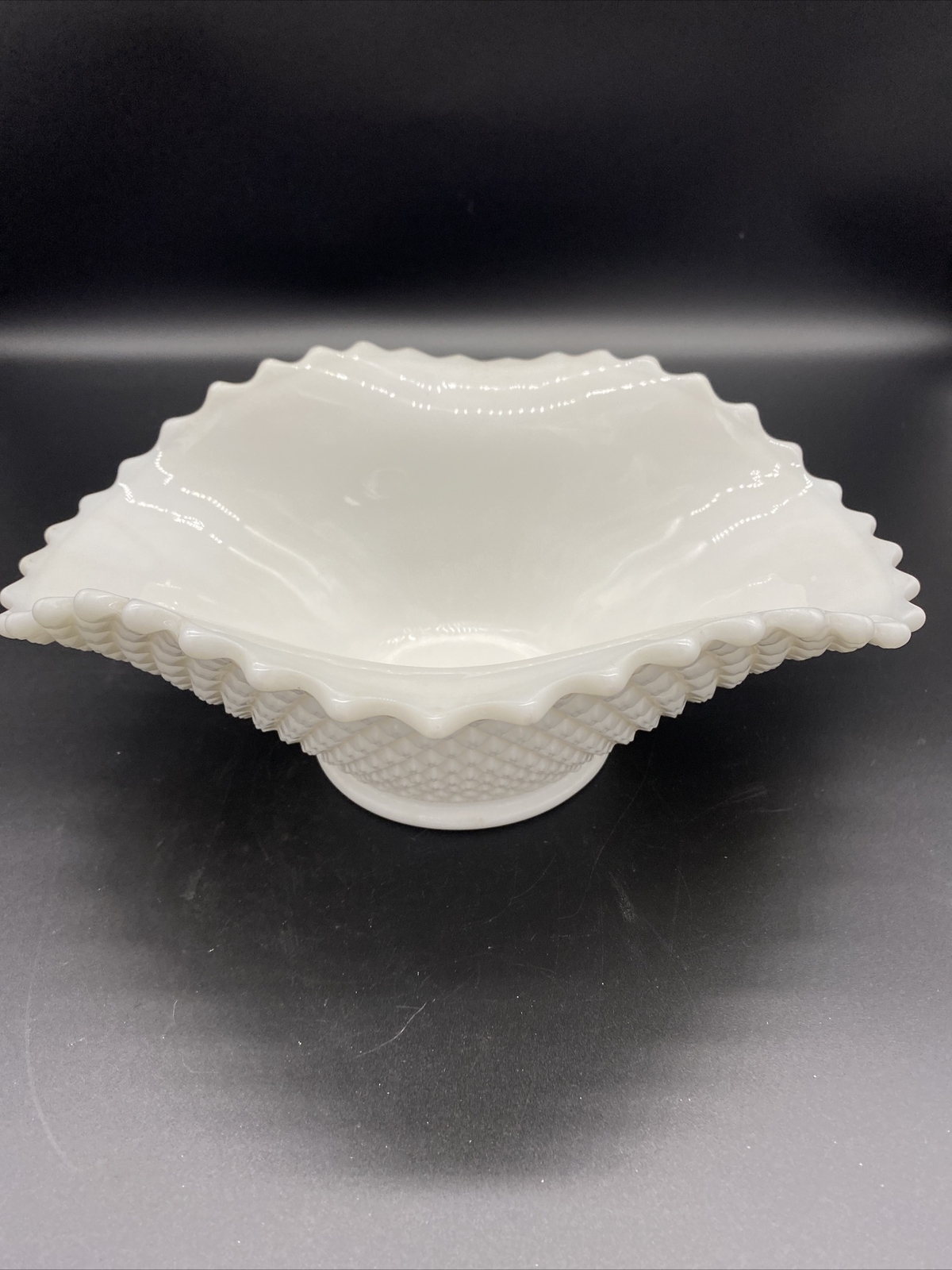 Westmoreland White Milk Glass Oval Diamond Hobnail  Serving Bowl