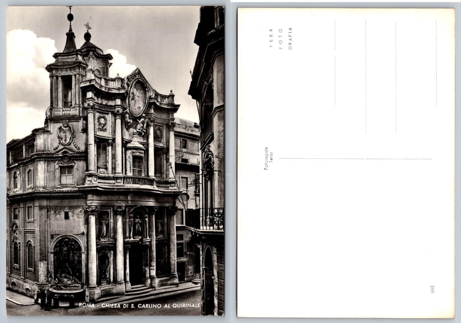 Vintage RPPC Postcard Rome San Carlino alle Quattro Fontane Church Italy