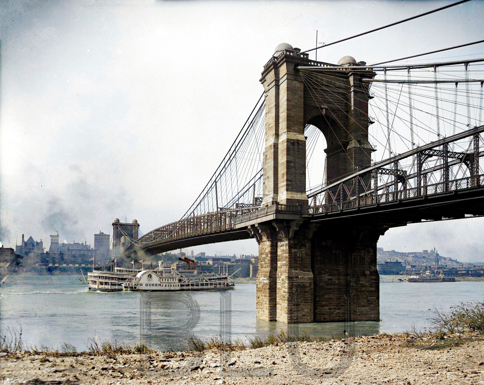 1907 Suspension bridge Cincinnati Ohio 11 x 14\
