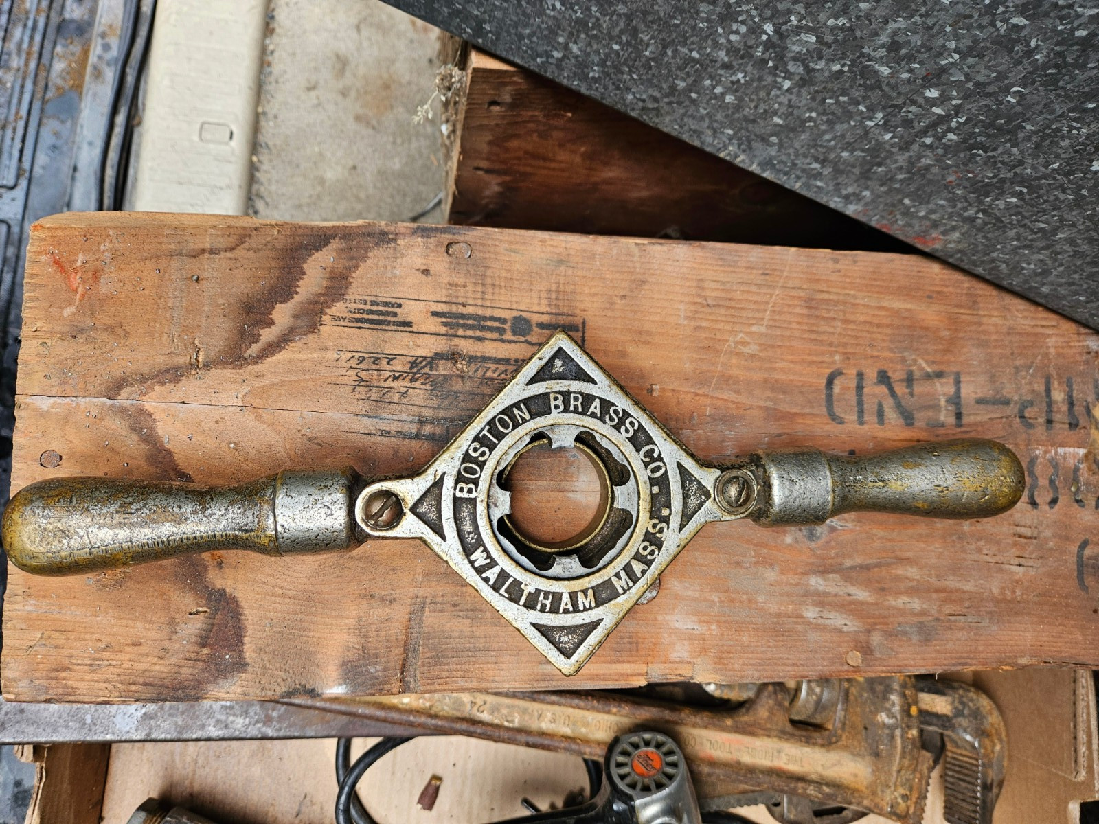 Antique Boston Brass Co.  Waltham  Pipe Threader Solid Brass Wrench
